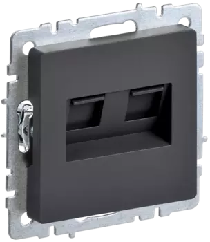 Розетка RJ-45+RJ-45 скрытый монтаж категория 5e, графит, IEK BRITE РК10-2-БрГ (BR-K20-1-K53)
