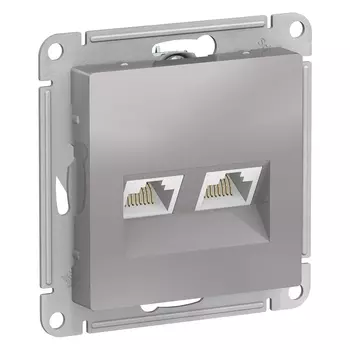 Розетка RJ-45+RJ-45 скрытый монтаж категория 5e, механизм без рамки, алюминиевый, Schneider Electric AtlasDesign (ATN000385)