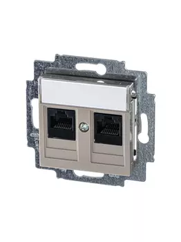 Розетка RJ-45+RJ-45 скрытый монтаж категория 5e, механизм без рамки, кофе макиато, ABB (2CHH295118A6018)