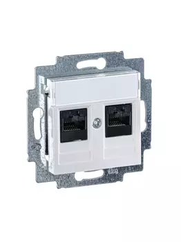 Розетка RJ-45+RJ-45 скрытый монтаж категория 5e, механизм без рамки, жемчуг, ABB (2CHH295118A6068)