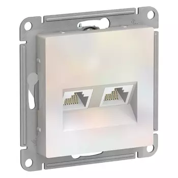 Розетка RJ-45+RJ-45 скрытый монтаж категория 5e, механизм без рамки, жемчуг, Schneider Electric AtlasDesign (ATN000485)