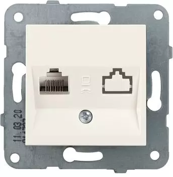 Розетка RJ-45 скрытый монтаж, механизм без рамки, бежевый, PANASONIC Karre Plus &amp; Arkedia Slim (WKTT04052BG-RU)