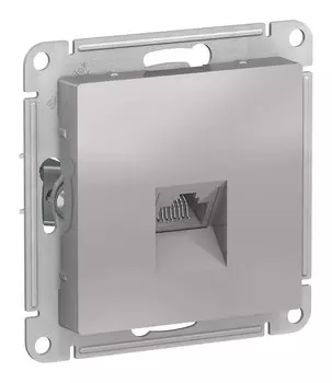 Розетка RJ-45 скрытый монтаж категория 5, механизм без рамки, алюминиевый, Schneider Electric AtlasDesign (ATN000383)