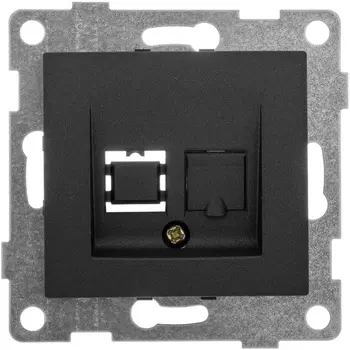 Розетка RJ-45 скрытый монтаж категория 5e, IP20, графит, GUSI Electric Ugra (С11К1-010)