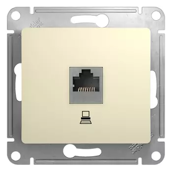 Розетка RJ-45 скрытый монтаж категория 5e, механизм без рамки, бежевый, Schneider Electric GLOSSA (GSL000281K)