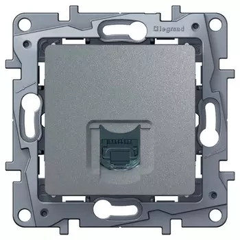 Розетка RJ-45 скрытый монтаж категория 5e, алюминиевый, Legrand Etika (672441)