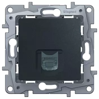 Розетка RJ-45 скрытый монтаж категория 5e, антрацит, Legrand Etika (672641)