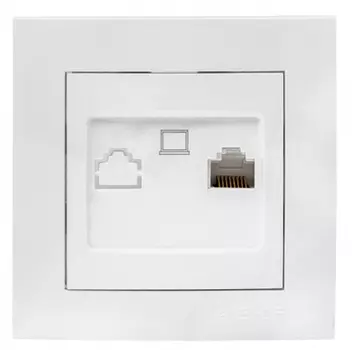 Розетка RJ-45 скрытый монтаж, категория 5е, белый, EKF Валенсия (EWK01-035-10)