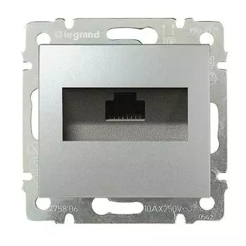 Розетка RJ-45 скрытый монтаж категория 5e, механизм без рамки, алюминиевый, Legrand Valena classic (770230)