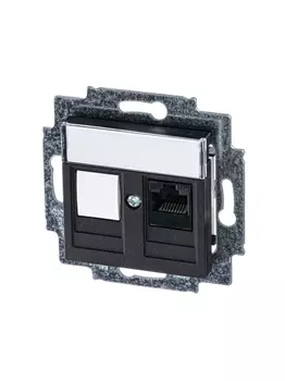 Розетка RJ-45 скрытый монтаж категория 5e, механизм без рамки, антрацит, ABB (2CHH295117A6063)