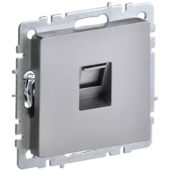 Розетка RJ-45 скрытый монтаж категория 5e, механизм без рамки, сталь, IEK BRITE РК10-БрС (BR-K10-1-K46)