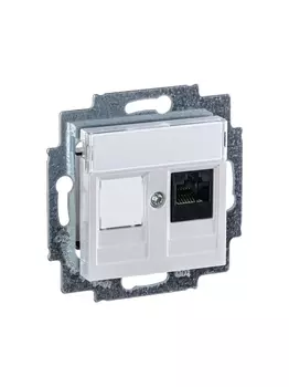 Розетка RJ-45 скрытый монтаж категория 5e, механизм без рамки, жемчуг, ABB (2CHH295117A6068)