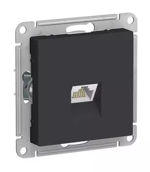 Розетка RJ-45 скрытый монтаж категория 6А, механизм без рамки, карбон, Schneider Electric AtlasDesign (ATN001086)