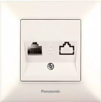 Розетка RJ-45 скрытый монтаж категория 6e, механизм в сборе, бежевый, PANASONIC Arkedia Slim (WNTC04052BG-RU)