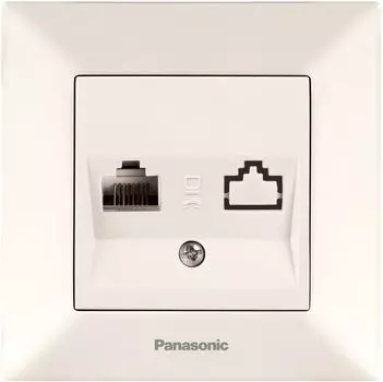 Розетка RJ-45 скрытый монтаж категория 6e, 1 модуль, механизм в сборе, бежевый, PANASONIC Arkedia (WMTC04052BG-RU)