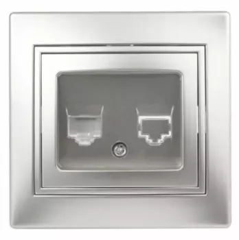 Розетка RJ-45 скрытый монтаж, механизм в сборе, алюминий, INTRO Plano (Б0030086)