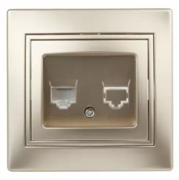 Розетка RJ-45 скрытый монтаж, механизм в сборе, шампань, INTRO Plano (Б0030087)