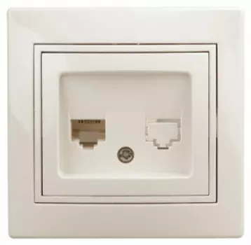 Розетка RJ-45 скрытый монтаж, механизм в сборе, слоновая кость, INTRO Plano (Б0027622)