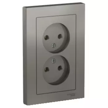 Розетка Schneider Electric ATLASDESIGN, скрытый монтаж, 2-х постовая, 16A, в сборе, IP20, стальной (ATN000920)