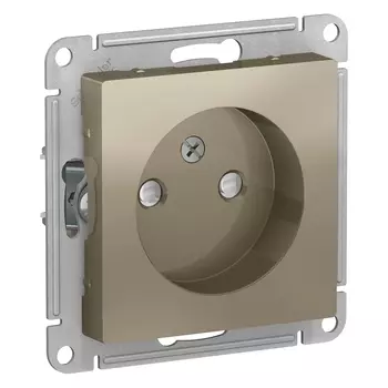 Розетка Schneider Electric ATLASDESIGN, скрытый монтаж, однопостовая, со шторками, 16A, механизм с накладкой без рамки, IP20, шампань (ATN000549)