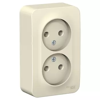 Розетка Schneider Electric Blanca, открытый монтаж, 2-х постовая, 16A, в сборе с изолирующей пластиной, IP20, молочный (BLNRA000212)