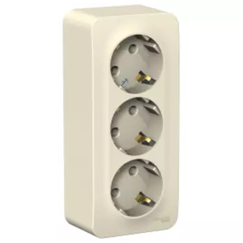 Розетка Schneider Electric Blanca, открытый монтаж, 3-х постовая, с з/к, 16A, в сборе с изолирующей пластиной, IP20, молочный (BLNRA010312)