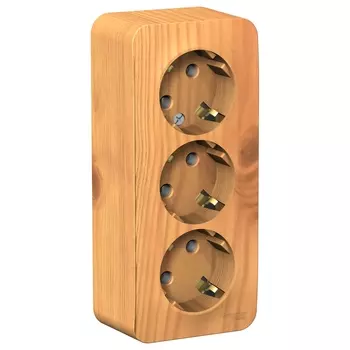 Розетка Schneider Electric Blanca, открытый монтаж, 3-х постовая, с з/к, 16A, в сборе с изолирующей пластиной, IP20, ясень (BLNRA010315)