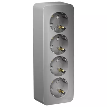 Розетка Schneider Electric Blanca, открытый монтаж, 4-х постовая, с з/к, со шторками, 16A, в сборе с изолирующей пластиной, IP20, алюминий (BLNRA011413)