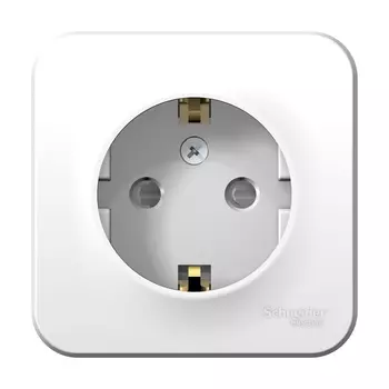 Розетка Schneider Electric Blanca, открытый монтаж, однопостовая, с з/к, со шторками, 16A, в сборе, IP20, белый (BLNRA011101)