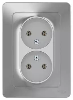 Розетка Schneider Electric Blanca, скрытый монтаж, 2-х постовая, 16A, в сборе, IP20, алюминий (BLNRS000023)