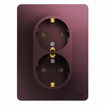 Розетка Schneider Electric GLOSSA, скрытый монтаж, 2-х постовая, с з/к, 16A, в сборе, IP20, баклажановый (GSL001124)