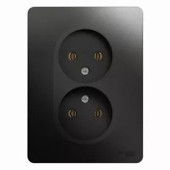 Розетка Schneider Electric GLOSSA, скрытый монтаж, 2-х постовая, 16A, в сборе, IP20, антрацит (GSL000720)