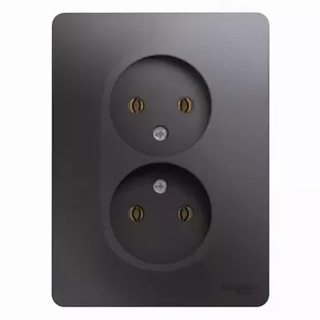 Розетка Schneider Electric GLOSSA, скрытый монтаж, 2-х постовая, 16A, в сборе, IP20, графит (GSL001320)