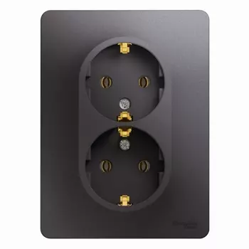 Розетка Schneider Electric GLOSSA, скрытый монтаж, 2-х постовая, с з/к, 16A, в сборе, IP20, графит (GSL001324)