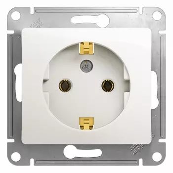 Розетка Schneider Electric GLOSSA, скрытый монтаж, однопостовая, с з/к, 16A, механизм с накладкой без рамки, IP20, перламутр (GSL000643)