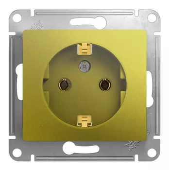 Розетка Schneider Electric GLOSSA, скрытый монтаж, однопостовая, с з/к, 16A, механизм с накладкой и суппортом, IP20, фисташковый (GSL001043)