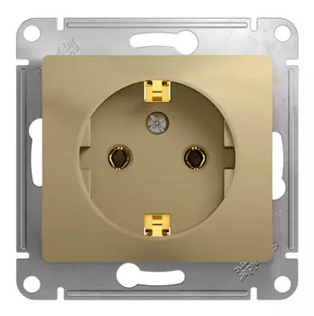 Розетка Schneider Electric GLOSSA, скрытый монтаж, однопостовая, с з/к, 16A, механизм с накладкой и суппортом, IP20, титан (GSL000443)