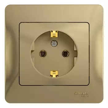 Розетка Schneider Electric GLOSSA, скрытый монтаж, однопостовая, с з/к, 16A, в сборе, IP20, титан (GSL000442)