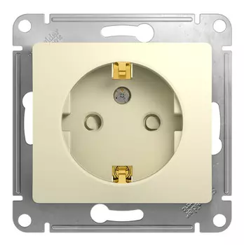 Розетка Schneider Electric GLOSSA, скрытый монтаж, однопостовая, с з/к, со шторками, 16A, механизм с накладкой и суппортом, IP20, бежевый (GSL000245)