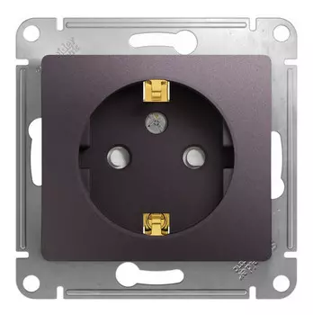Розетка Schneider Electric GLOSSA, скрытый монтаж, однопостовая, с з/к, со шторками, 16A, механизм с накладкой и суппортом, IP20, сиреневый туман (GSL001445)