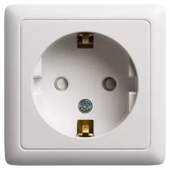 Розетка Schneider Electric ХИТ, открытый монтаж, однопостовая/модулей: 1, с з/к, со шторками, 16A, в сборе, IP20, изоляционная пластина, белый (RA16-138I-B)