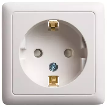 Розетка Schneider Electric ХИТ, открытый монтаж, однопостовая/модулей: 1, с з/к, со шторками, 16A, в сборе, IP20, белый (RA16-138-B)