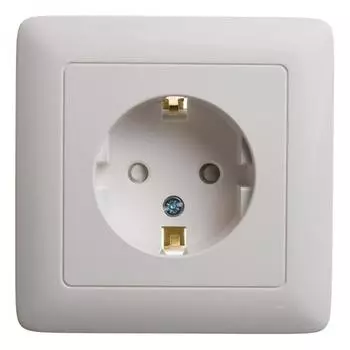 Розетка Schneider Electric ЭТЮД ХИТ, скрытый монтаж, однопостовая, с з/к, со шторками, 16A, в сборе, IP20, белый (RS16-136-B)