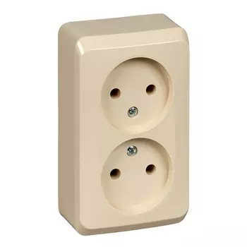 Розетка Schneider Electric Этюд, открытый монтаж, 2-х постовая, 16A, в сборе, IP20, сосна (PA16-005D)