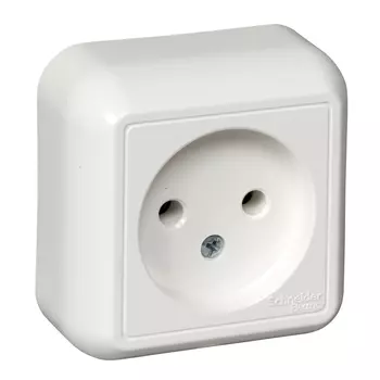 Розетка Schneider Electric прима, открытый монтаж, однопостовая, 16A, в сборе, IP20, белый (RA10-164-B)