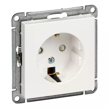 Розетка Systeme Electric (Schneider Electric) Wessen W59, скрытый монтаж, однопостовая/модулей: 1, с з/к, со шторками, 16А, механизм с накладкой без рамки, IP20, слоновая кость (RS16-152-2-86)