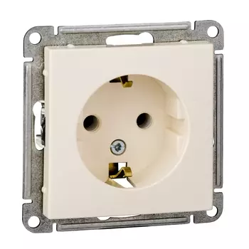 Розетка Schneider Electric W59, скрытый монтаж, однопостовая, с з/к, 16A, механизм с накладкой без рамки, IP20, слоновая кость (RS16-154-2-86)