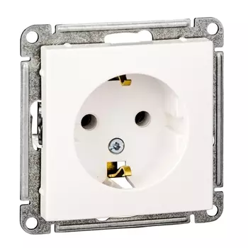 Розетка Schneider Electric W59, скрытый монтаж, однопостовая, с з/к, 16A, механизм с накладкой без рамки, IP20, белый (RS16-154-1-86)