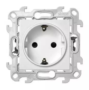 Розетка Simon Push&Go, скрытый монтаж, однопостовая, с з/к, со шторками, 16А, в сборе, IP20, белый (2420432-030)