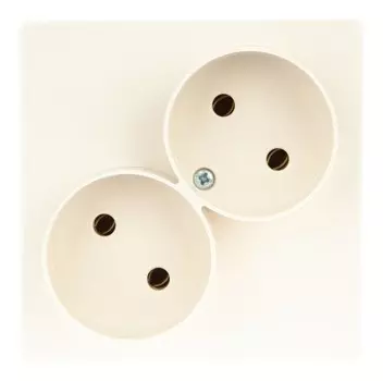 Розетка Simon, скрытый монтаж, 2-х постовая, 16А, в сборе, IP20, слоновая кость (2450457-031)